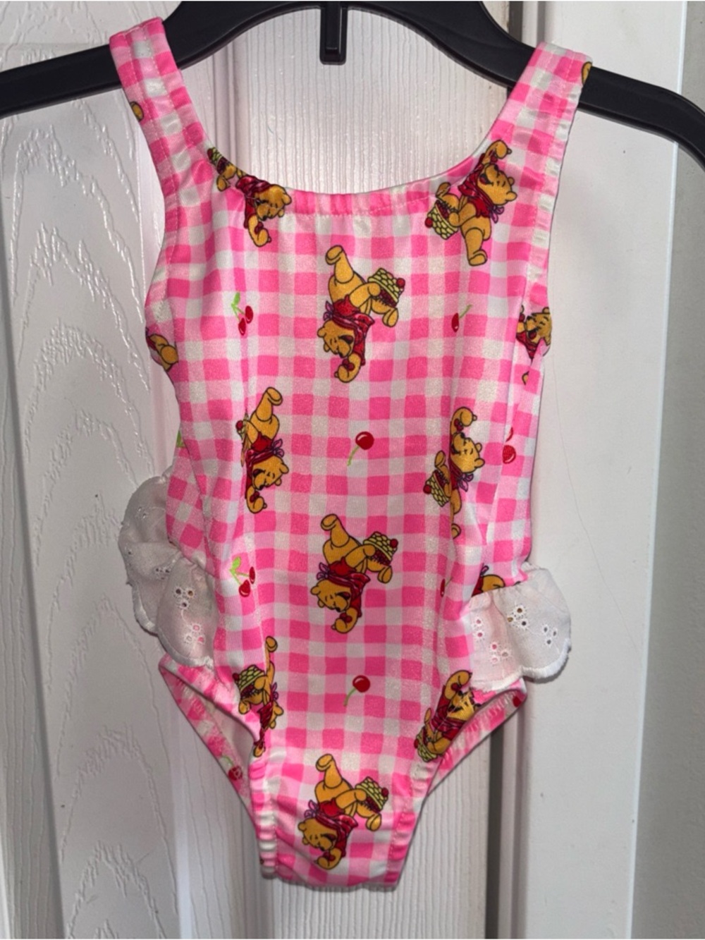 Vintage Pink Gingham Winnie the Pooh One-Piece Swimsuit